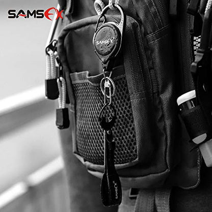 SAMSFX Fishing Knot Tying Tool, Multifunctional Fly Fshing Nippers, Quickly Tie Fishing Knots for Hooks, Lures and Flies, Fishing Clippers with Retractor - color: Black Knot Tool, style: Carabiner Retractor