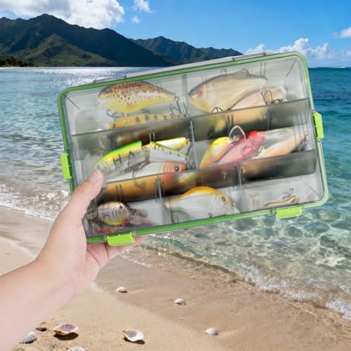 8 Pcs Fishing Tackle Boxes with Adjustable Dividers Waterproof Clear Fishing Tackle Storage Organizer Airtight Plastic Tackle Box for Lure Bait Hook Terminal Tackle(Large)