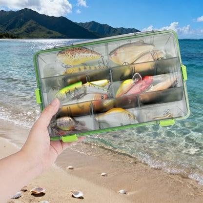 8 Pcs Fishing Tackle Boxes with Adjustable Dividers Waterproof Clear Fishing Tackle Storage Organizer Airtight Plastic Tackle Box for Lure Bait Hook Terminal Tackle(Large)