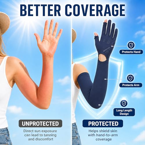 Full Finger UV Protection Gloves Driving Gloves Women, Breathable Touchscreen UPF Glove Sun Protection Glove - color: Dark Gray-ad, size: One Size
