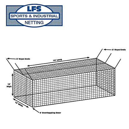 LFS Batting Cage Net – Baseball & Softball Netting for Indoor & Outdoor Training | UV Treated, Weather Resistant, Durable | Net Only – No Frame Included - size: #42, style: 12 x 12 x 70