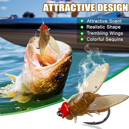 Bionic Fly Fishing Baits, Fly Fishing Flies Kit Trout Jigs Swimbaits Dry Flies Bionic Fishing Lures Fly Fishing Hook for Bass Panfish Trout - style: Brown-36pcs