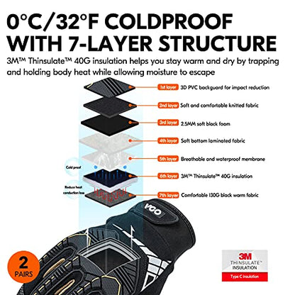 Vgo... 2-Pairs 32°F Waterproof High-Dexterity Heavy-Duty Winter Mechanic Gloves, Impact & Vibration Reduction (M, Black&Gold, SL8849FW) - color: Black&gold-winter, size: Medium (2 Pairs)