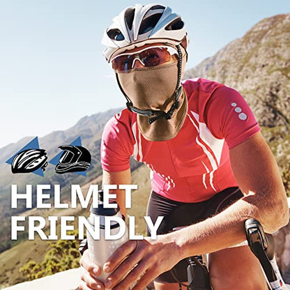 Balaclava Ski Mask, Sun UV Protection Breathable Full Head Face Mask for Men Women Skiing Cycling - color: Black+brown