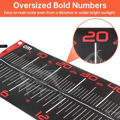 Conskyee 43.31in Folding PVC Fish Ruler – Waterproof & Portable Fishing Measurement Tool for Saltwater & Freshwater