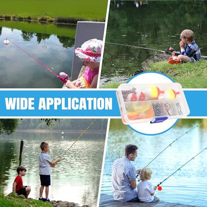 Fishing Tackle Kit Beginners, 58pcs Kids Tackle Box Starter Kit Includes Fishing Hooks Bobbers Sinkers Swivel Snaps Soft Lure Jig Heads Fishing Gifts for Men Equipment