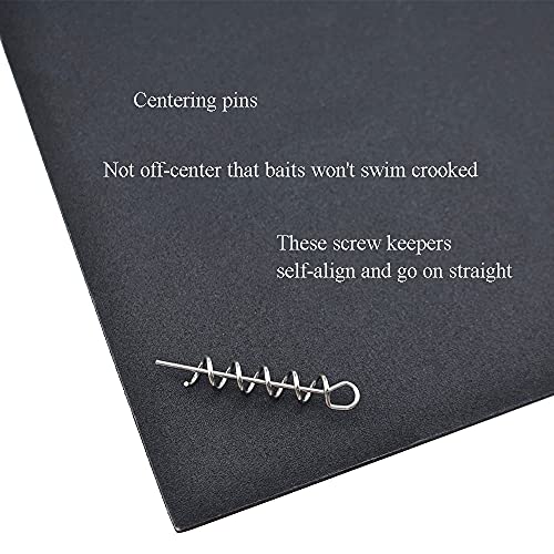 Centering Pin Spring Twist Lock Fishing Screw Worm Hook Crank Grub Rig Fixed Bait Run Straight Self Align Long Enough Secure Not Off Center Stainless Steel for Soft Lure - size: 42mm 50Pcs