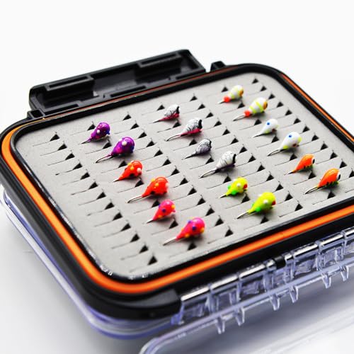 Alichino Ice Fishing Jig Set Ice Fishing Lures Micro Jig Head Hook Set for Panfish, Crappie, Walleye, Perch, Trout, Bluegill - color: 18pcs Tungsten Ice Jigs Set