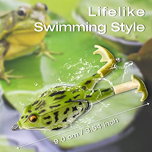 Leitee 10 Pcs Frog Lures - Topwater Frog Lures for Bass & Trout Fishing - Soft Swimbait, Floating Bait with Weedless Multiple Colours for Fresh & Saltwater