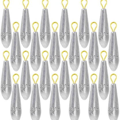 Landhoow Drop Shot Fishing Sinker Weights Kit Freshwater Catfishing Fishing Sinker Bass Casting Removable Line Saltwater Streamlined Snap Weight for Trolling Surf Tackle - size: 3/8 oz