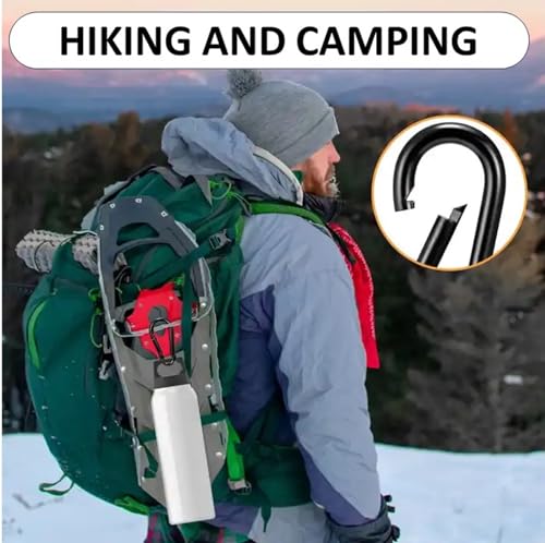 Black & Silver Zinc-Galvanized Heavy Duty Bushcraft Carabiner Spring Snap Clip Link Hooks 200-500lb Load 2, 6 & 12 Packs - color: 8cm (3.15in) Black 6 Pack