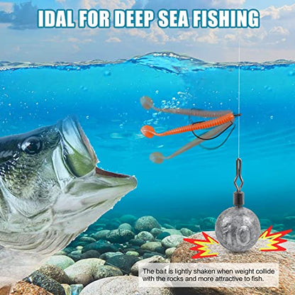 Drop Shot Weights Kit Round Cannonball Fishing Sinkers Weights Bass Casting Fishing Weights Swivel Drop Shot Sinker Rig Tackle for Bass Fishing Freshwater Saltwater - style: 3/16oz-30pcs