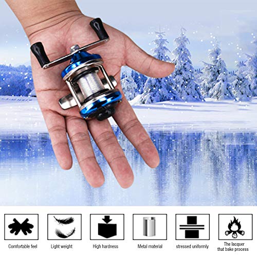 Ice Fishing Reel, Durable Metal Baitcasting Reel Blue Inline for Saltwater Freshwater Winter Anglers
