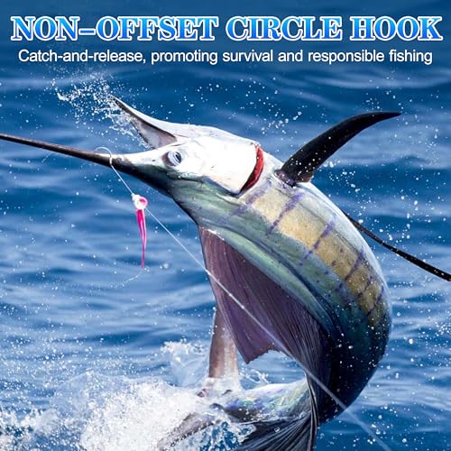 OROOTL Tuna Circle Hooks, 12pcs Stainless Steel Fishing Hooks Catfish Hooks for Saltwater Freshwater 2X Strong Inline Circle Hook for Tuna Carp Catfish Bass and More Size 8/0-18/0 - size: 11/0-12pcs