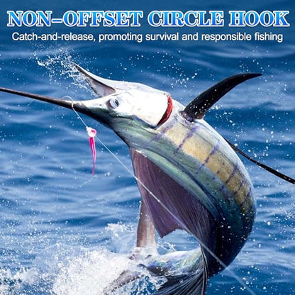 OROOTL Tuna Circle Hooks, 12pcs Stainless Steel Fishing Hooks Catfish Hooks for Saltwater Freshwater 2X Strong Inline Circle Hook for Tuna Carp Catfish Bass and More Size 8/0-18/0 - size: 8/0-12pcs
