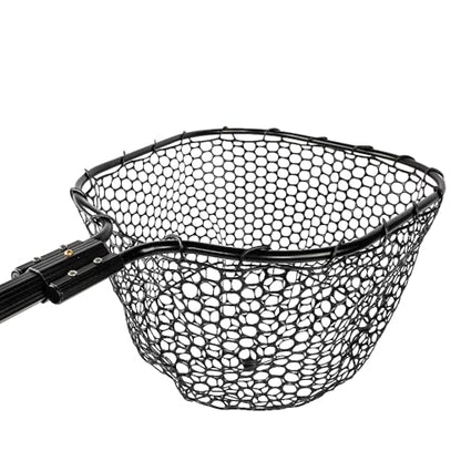YakAttack Floating Fishing Net with Rubber Netting |16” x 19” Hoop, 11” Depth, 56” Telescoping Aluminum Handle | Snag-Free Landing Net for Kayak, Canoe, or Boat Anglers | Black