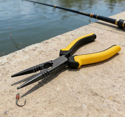 7-inch Fishing Pliers with Rust-resistant Teflon Coating, Fresh/Sea Fishing Tools, Comfortable Grip Fishing Gear for Fishing Trips - style: 7" Split Ring Nose