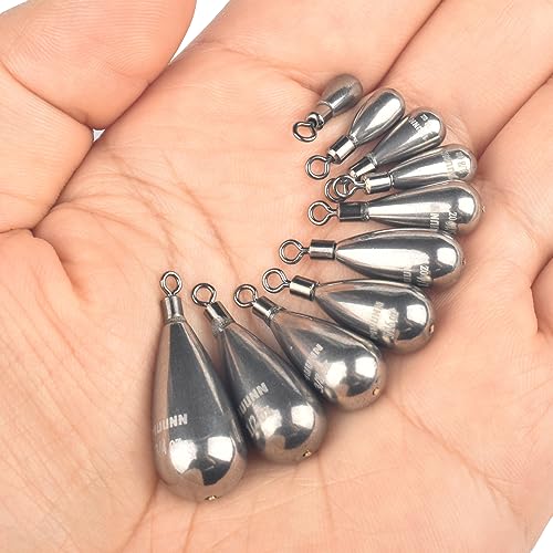 10 Pack Tungsten Free Rig Weights, Tear Drop Fishing Sinkers with Round Eye for Finesse Bass Fishing - color: Plain(Natural), size: 3/4oz - 10 Pack