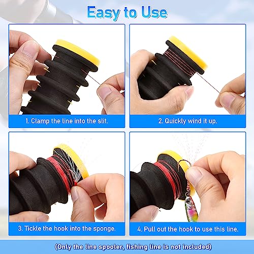 Dreyoo 3 Pcs Fishing Line Storage Organizer, Leader Holder with 12 Slots to Keep Your Lines Tangle Free, Spooler Winder, and Hook Keeper with Rigging Spools - color: Black