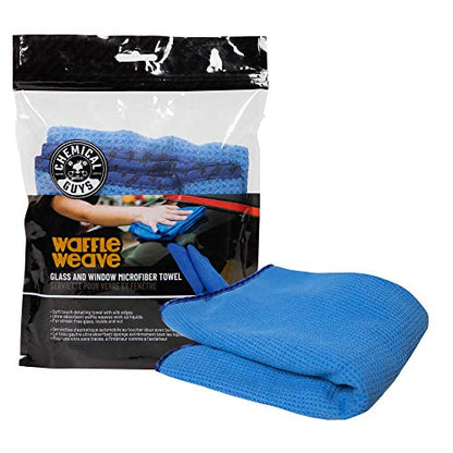 Chemical Guys Waffle Weave Glass Cloth Microfiber Towel, Blue, 24 x 16 - color: Blue, size: 24"x 16"