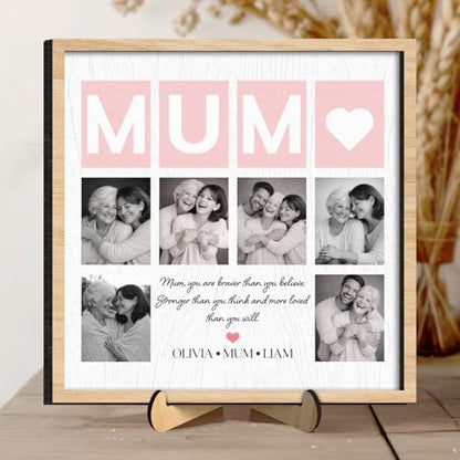Personalized Mum Picture Wooden Frame, Custom Family Photo with Meaningful Quote & Names, Best Mother Ever Plaque Gifts for Mother's Day, Sentimental Gifts Ideas for Mom, Grandma, Nana, Women - color: 0. Mom-03