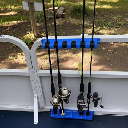 Heran Vertical Fishing Pole Holders for Garage, Wall-Mounted Fishing Rod Rack, Stores Up to 6 Rods, Space-Saving EVA & ABS Base, Ideal for Garages, Boats, and Sheds, Fits Most Rod Diameters