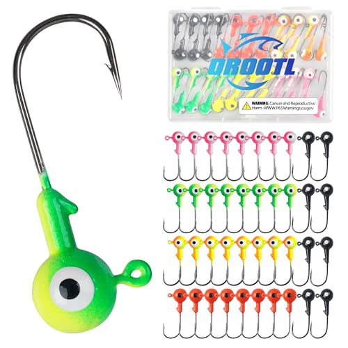 Fishing Jig Head Hooks Set, 20/40pcs Assorted Painted Round Jig Heads with Big Eyes 3/8 1/4 1/8 1/16 1/32oz Crappie Jig Heads for Bass Trout Walleye Freshwater Saltwater Fishing - style: 1/8oz-40pcs