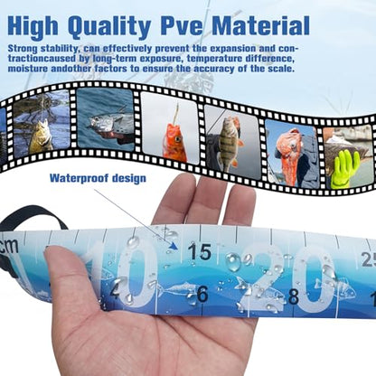 35in Fish Ruler Waterproof Fish Measuring Tape Foldable Fishing Ruler | 2 Packs Portable Folding Fishing Tape Measure with Storage Strap, Fish Measuring Tool for Boats Kayaks Coolers (Blue)