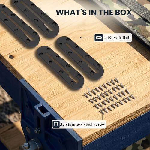 Kayak Track Rail - Low Profile Design for Fishing Rod,Cup Holders and Paddle Holders | High-Strength Nylon & Stainless Steel 304 | Kayak Accessories Mount Track & Rail System for Kayak - style: 7inch,4pcs