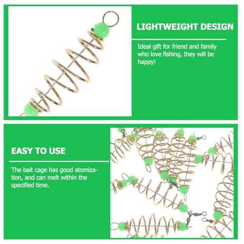 IMIKEYA 24pcs Spring Bait Fishing Feeder Cage Basket Holder, Carp Fishing Bait Trap, Luminous Hook Feeder for Saltwater and Freshwater