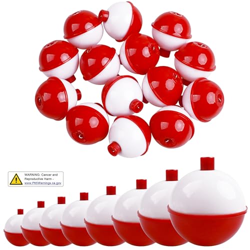 Fishing Bobbers Fishing Floats and Bobbers ABS Push Button Fishing Round Buoy Float Bobber Red/White Bobbers Floats Fishing Tackle Accessories 0.5"/0.75"/1"/1.5"/2"/2.5" - style: 0.75 inch- 30pcs