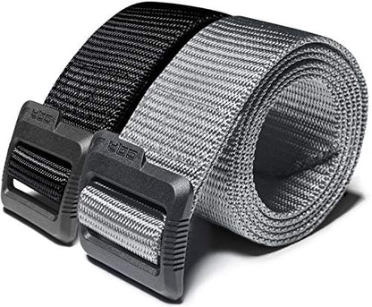 CQR Tactical Belt, Military Style Heavy Duty Belt, Webbing EDC Quick-Release Buckle - color: 2pack Dura Nylon Black/Grey, size: X-Large