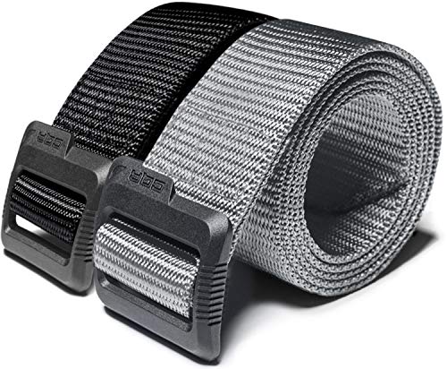 CQR Tactical Belt, Military Style Heavy Duty Belt, Webbing EDC Quick-Release Buckle - color: 2pack Dura Nylon Black/Grey, size: XX-Large