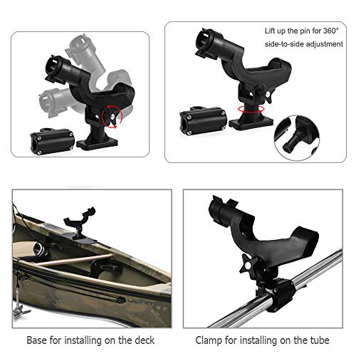 Fishing Rod Holder Boat Rod Holder Large Clamp Opening 360 Degree Adjustable Fishing Rod Racks Fishing Pole Holder for Kayak Boat Dock