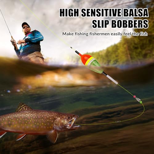 THKFISH Fishing Floats Balsa Wood Slip Bobbers, Fishing Bobbers Stick Slip Bobber for Fishing Crappie Bluegill Trout Bass Panfish Catfish Walleye 5PCS - color: Red, size: 1#:1in *5pcs