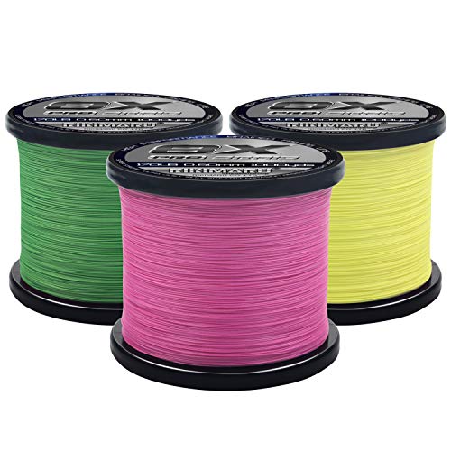 Rikimaru 8X Pro Braid Fishing Line 6LB-170LB, 300yds-1000yds Fluo-Green,Lemon Yellow,Plum Pink - color: Lemon Yellow, size: 80LB(0.45mm)-1000Yds