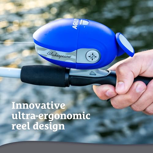 Shakespeare Agility Spincast Fishing Reel, Ultra-Ergonomic Design, Soft-Touch Handle Knobs, Pre-spooled with Stren Line - size: 6