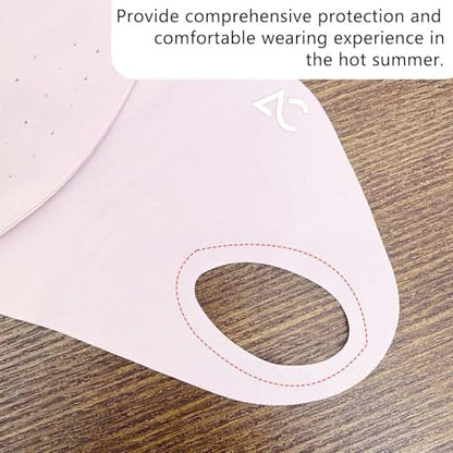 3D Ice Silk Cooling Sun Protection Face Mask, Breathable Cycling Mask with Adjustable Ear Loops, Reusable Summer Face Cover - color: Pink