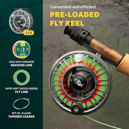SF SF-003 Pro Fly Fishing Reel for Freshwater,CNC Precision Machining Process,Mid Arbor Design,Smooth Drag System,Lightweight Aluminum Body - size: 5/6wt, style: Gunmetal Gray & Black Kt1
