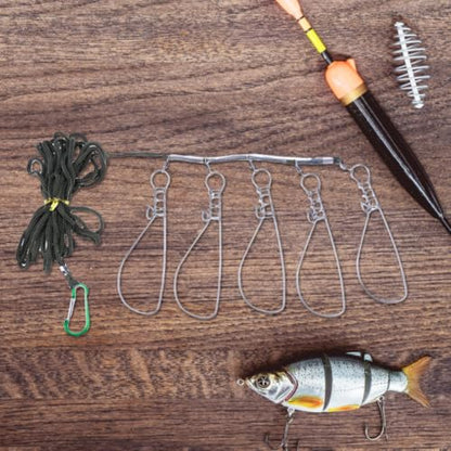 FENICAL Fishing Stringer Clips with 5-Lock Structure 3 Sets Stainless Steel for Convenient Catch and Release, Fish-Friendly Design Live Fish Holder Snap Hooks for Kayak and Bass Fishing