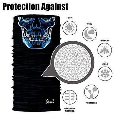 Obacle Neck Gaiter Face Mask Bandana for Dust Wind Sun Protection for Men Women - color: Blue-line Skull