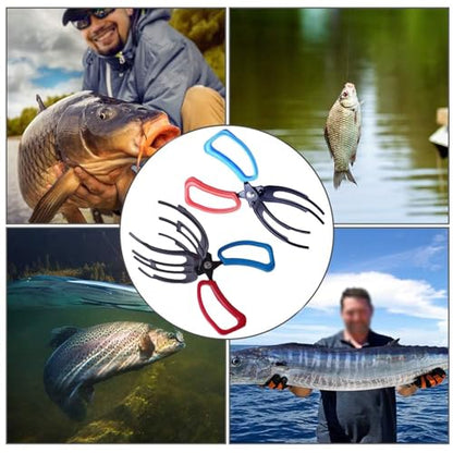 2 Packs 2/3 Claw Fish Gripper, Metal Fishing Pliers Gripper Catch Fish Control Clamp, Three Teeth Fishing Pliers Control Forceps Fishing Accessories for Most Freshwater Fish Grip Tackle Holder - color: 2 packs