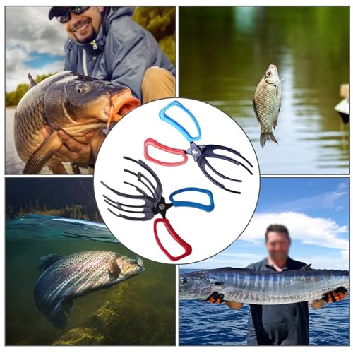 2 Packs 2/3 Claw Fish Gripper, Metal Fishing Pliers Gripper Catch Fish Control Clamp, Three Teeth Fishing Pliers Control Forceps Fishing Accessories for Most Freshwater Fish Grip Tackle Holder - color: 2 packs-3claw