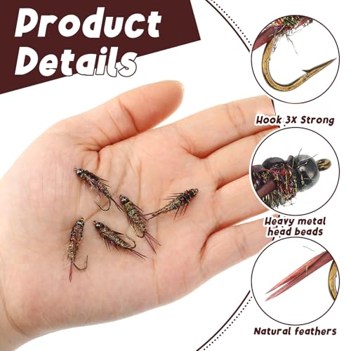 10 Pcs Fly Fishing Flies Kit, Stonefly Nymph Baits for Trout Fishing Flies, Fly Nymphs Assortment Kit, Artificial Insect Bait Lure