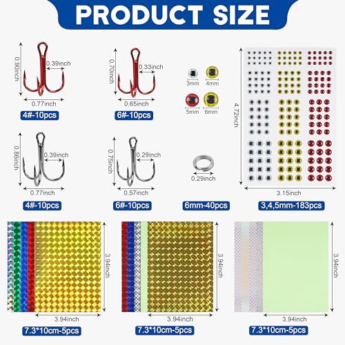 Unpainted Fishing Lures Making Kit, 286pcs DIY Lure Blank Crankbaits Minnow Hard Bait Set with Treble Hooks,Split Rings,3D Eyes,Fishing Lure Stickers Pliers DIY Fishing Tackle - style: 290pcs Kit