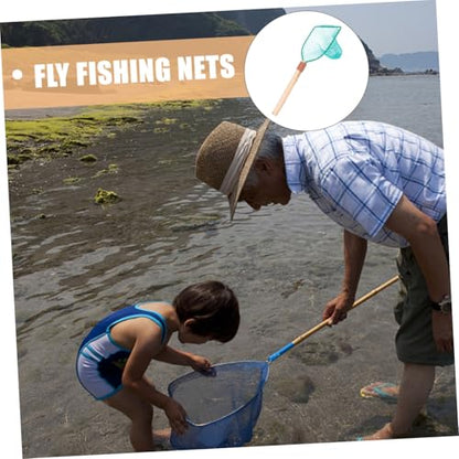 Wood Handle Fishing Net 30cm Large Mesh Wear-Resistant Handheld Fishing Basket Saltwater Freshwater Fish Landing Sturdy Net Home Outdoor