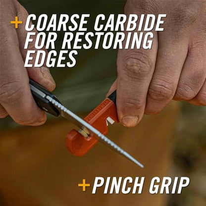Gerber Edgefield Knife Sharpener, Hunting and Camping Essentials, Includes Edge Angle Guide, 220 Coarse Grit and 600 Fine Grit Sharpeners, Lightweight and Portable, 4" Long, Burnt Orange
