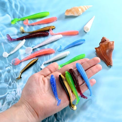 Soft Fishing Lures - Paddle Tail Swim Bait for Bass, Trout in Saltwater & Freshwater - Rigged with Hooks - Durable ABS Plastic - color: Dark Gold, size: 2.95"