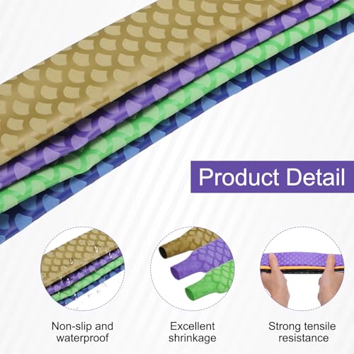 MECCANIXITY 4Pcs 3.3ft 0.6" Dia Heat Shrink Tubing for Fishing Rods, 15mm 1.8:1 Fish Scale Pattern Heat Shrink Wrap Handle Rod Grip with Anti-Slip Waterproof Insulation, Blue - color: Blue, size: 15mm