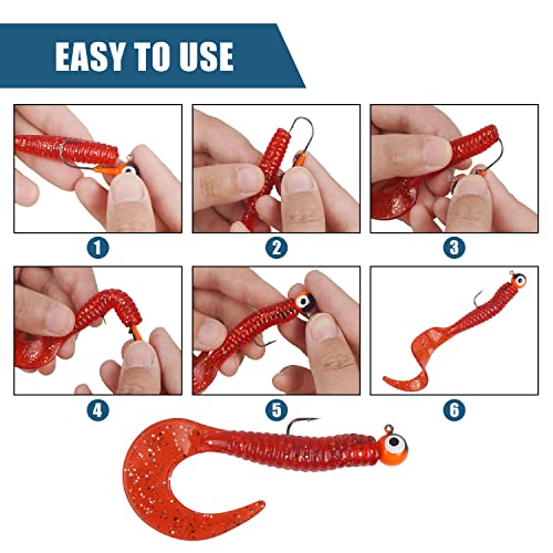 Fishing Jig Head Hooks Kit, Round Ball Crappie Jig Heads Lures Assorted Painted Fishing Lures Jig Heads for Walleye Bass Saltwater Freshwater Fishing 50/69/70pcs - style: 70pcs Kit